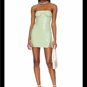 Camila Coelho Strapless Sage Green Mini Dress